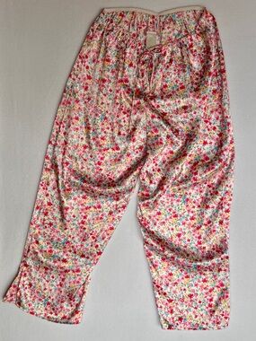 Vintage Expressions by California Dynasty Pink Floral Satin Pajama Bottoms